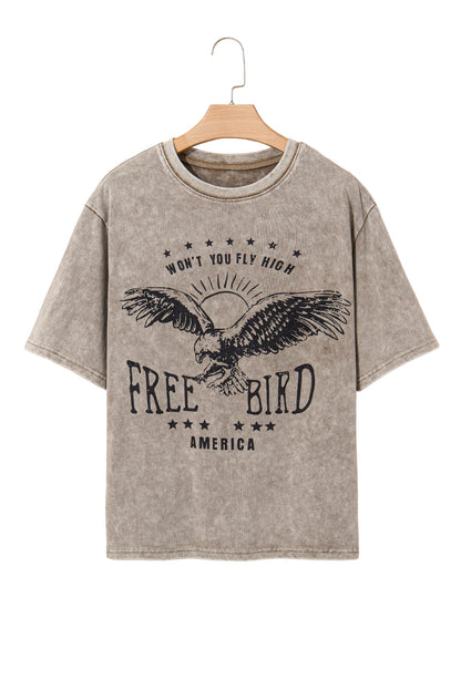 Parchment AMERICA FREE BIRD Vintage Graphic Mineral Washed Tee