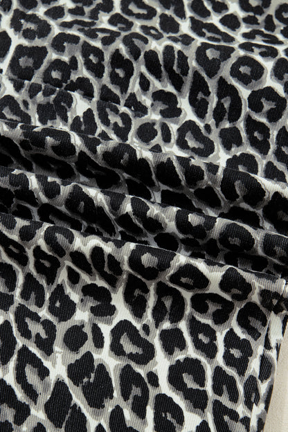 Black Leopard Print Barrel Jeans