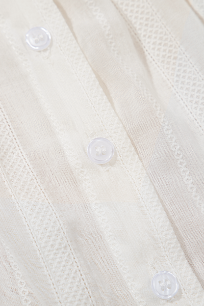 White Lace Crochet Ruffled Buttoned Loose Fit Tank Top