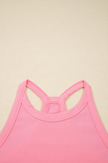 Sachet Pink Slim Tank Top Elastic Waist Mini Skort 2pcs Outfit