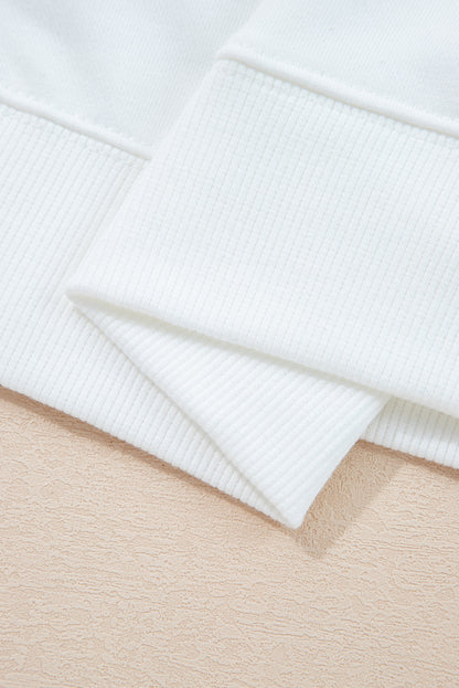 White Varsity Striped Detail Drop Shoulder Oversized Sweatshirt