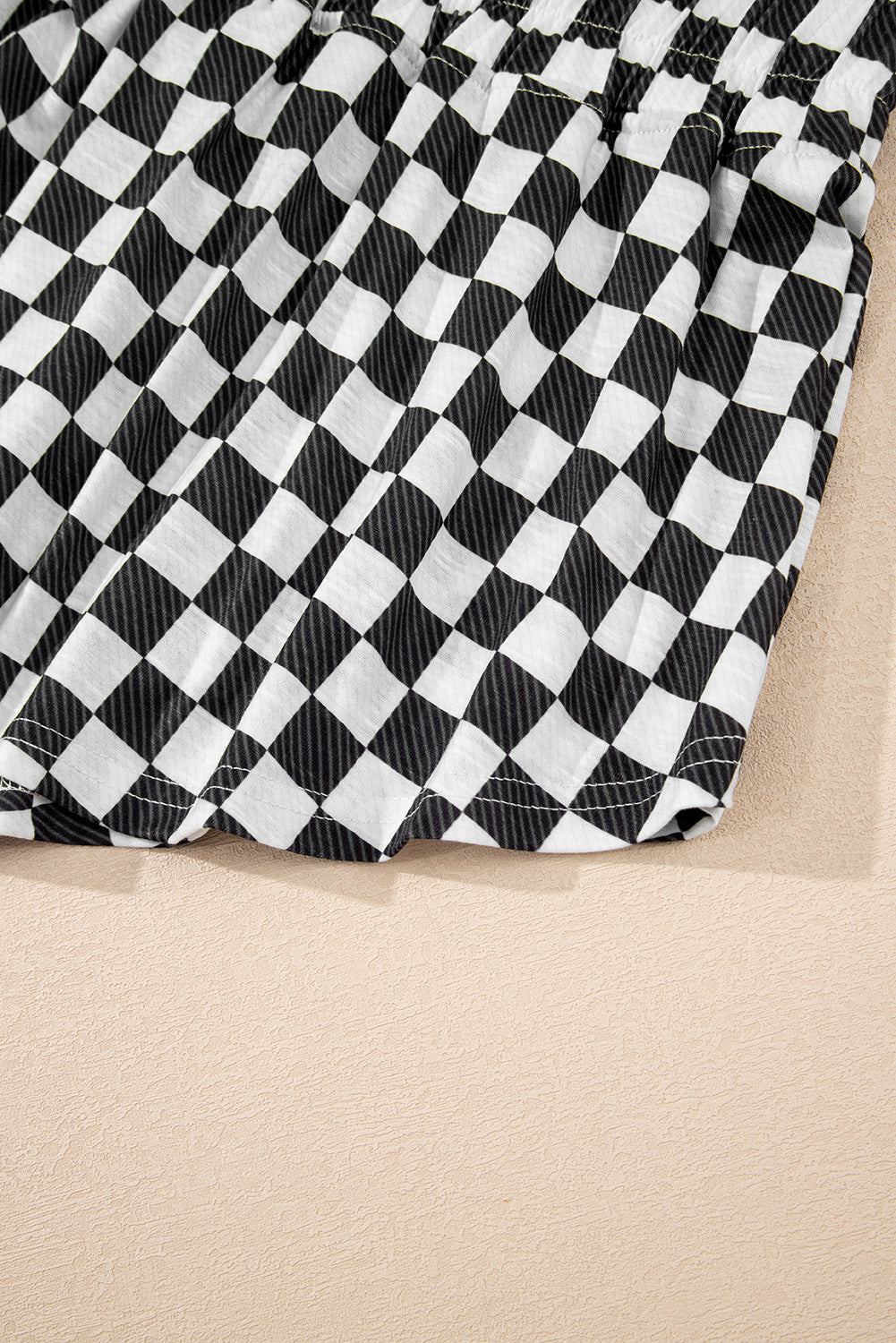 Black Checkerboard T Shirt and High Waist Skorts 2 Piece Outfit