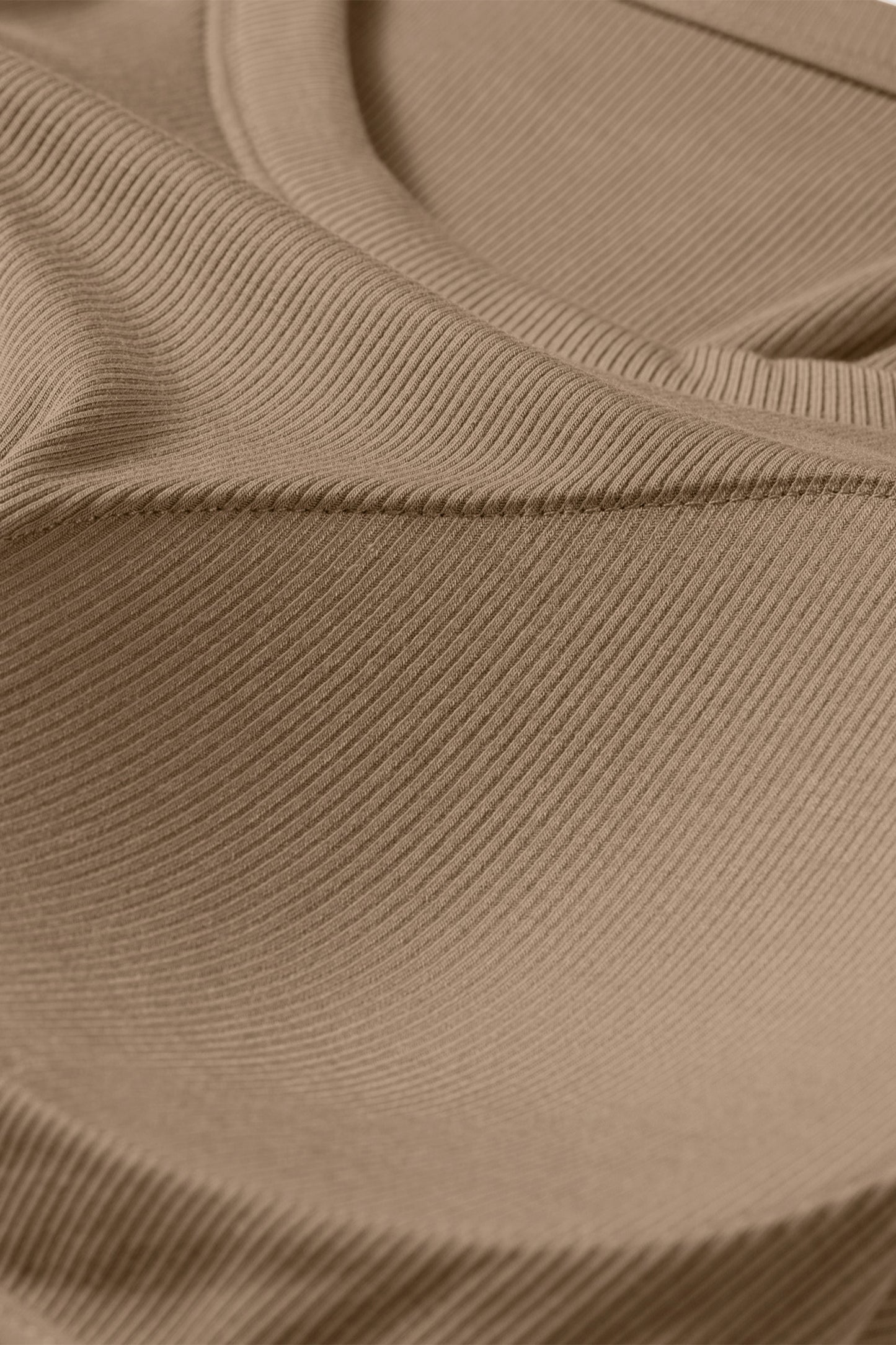 Dark Khaki Slim Ribbed Padded Tank Top