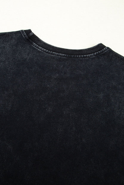 Black Western HOWDY Steer Head Print Side Slits Loose Fit T Shirt