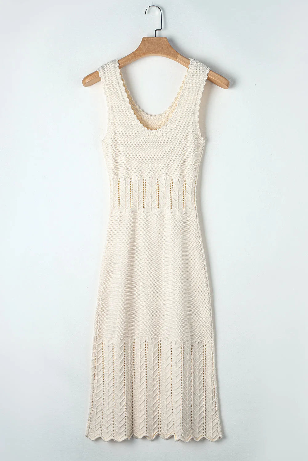 Beige Mix Texture Knitted Sleeveless Sweater Dress - Chic Meadow Boutique 