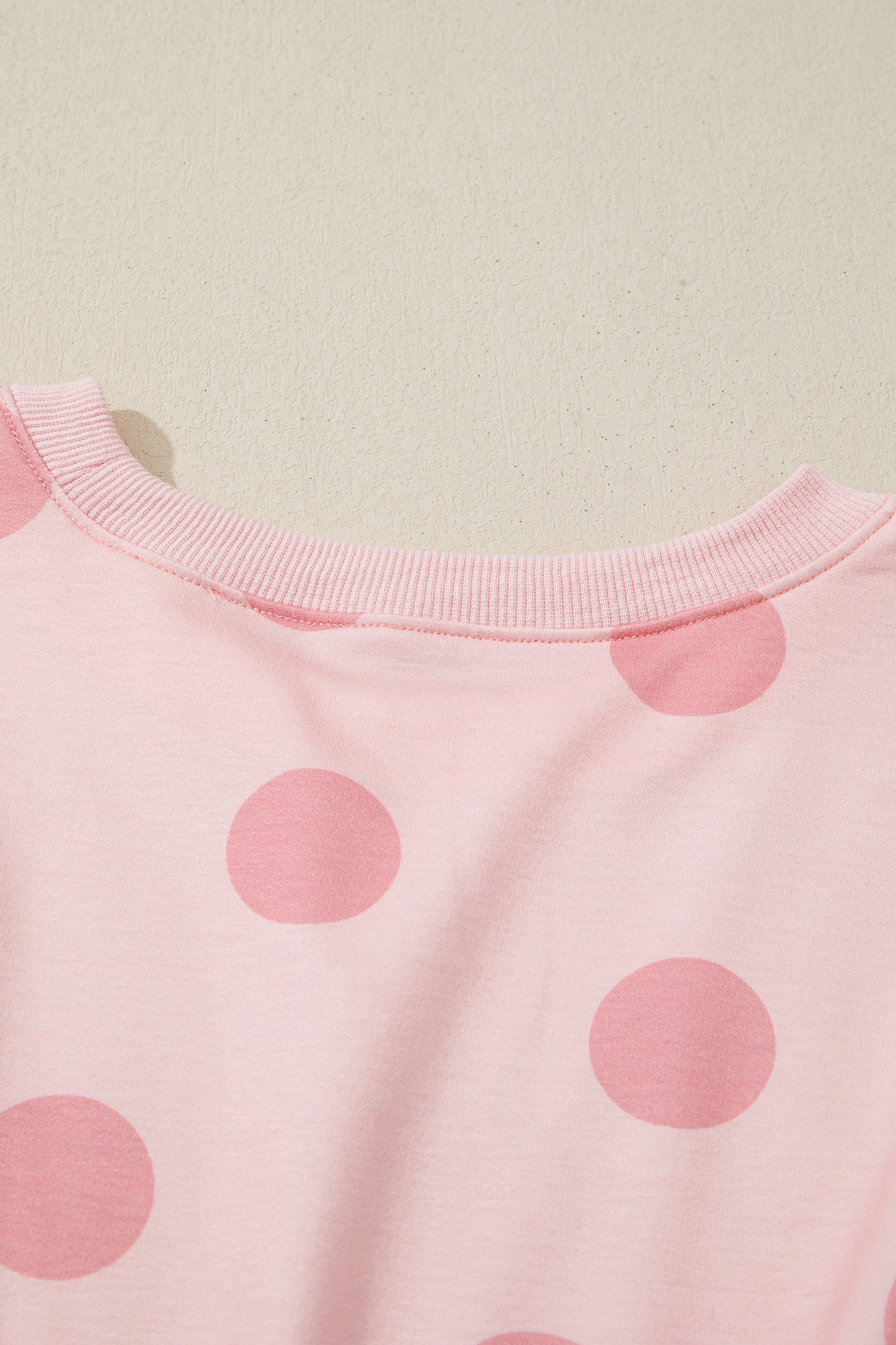 Pink Polka Dot Printed Long Sleeve Flared Mini Dress