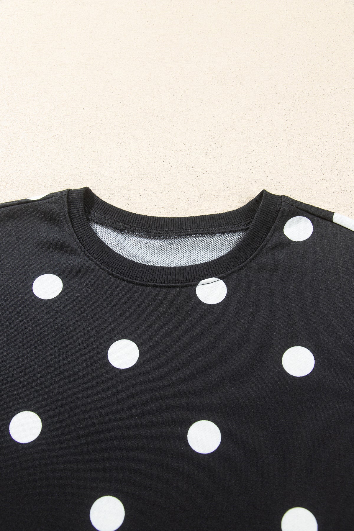 Black Polka Dot Raw Hem Relaxed Pullover Loose Skort Two Piece Set
