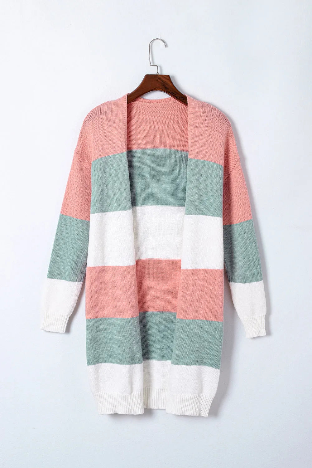 Green Colorblock Stripe Open-Front Cardigan - Chic Meadow Boutique 