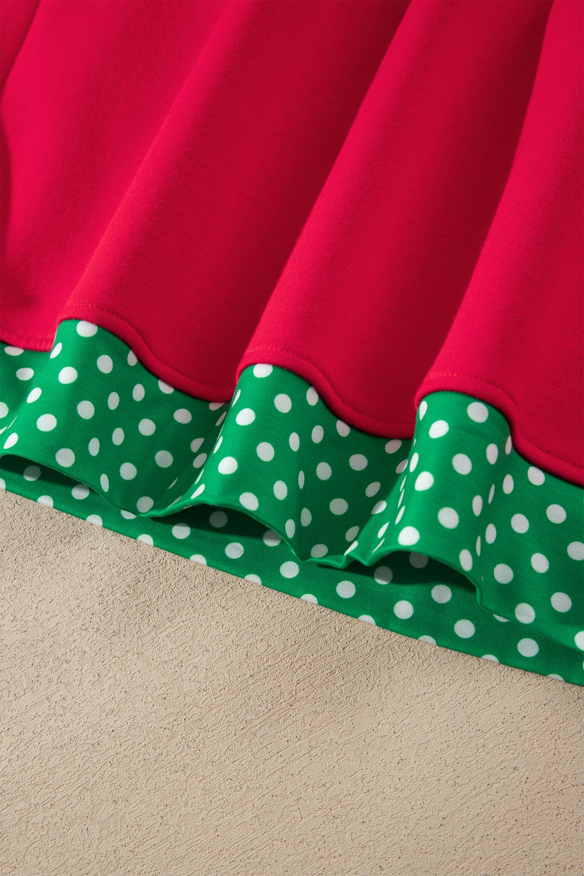Racing Red Colorblock Polka Dot Contrast Trim Oversized Sweatshirt