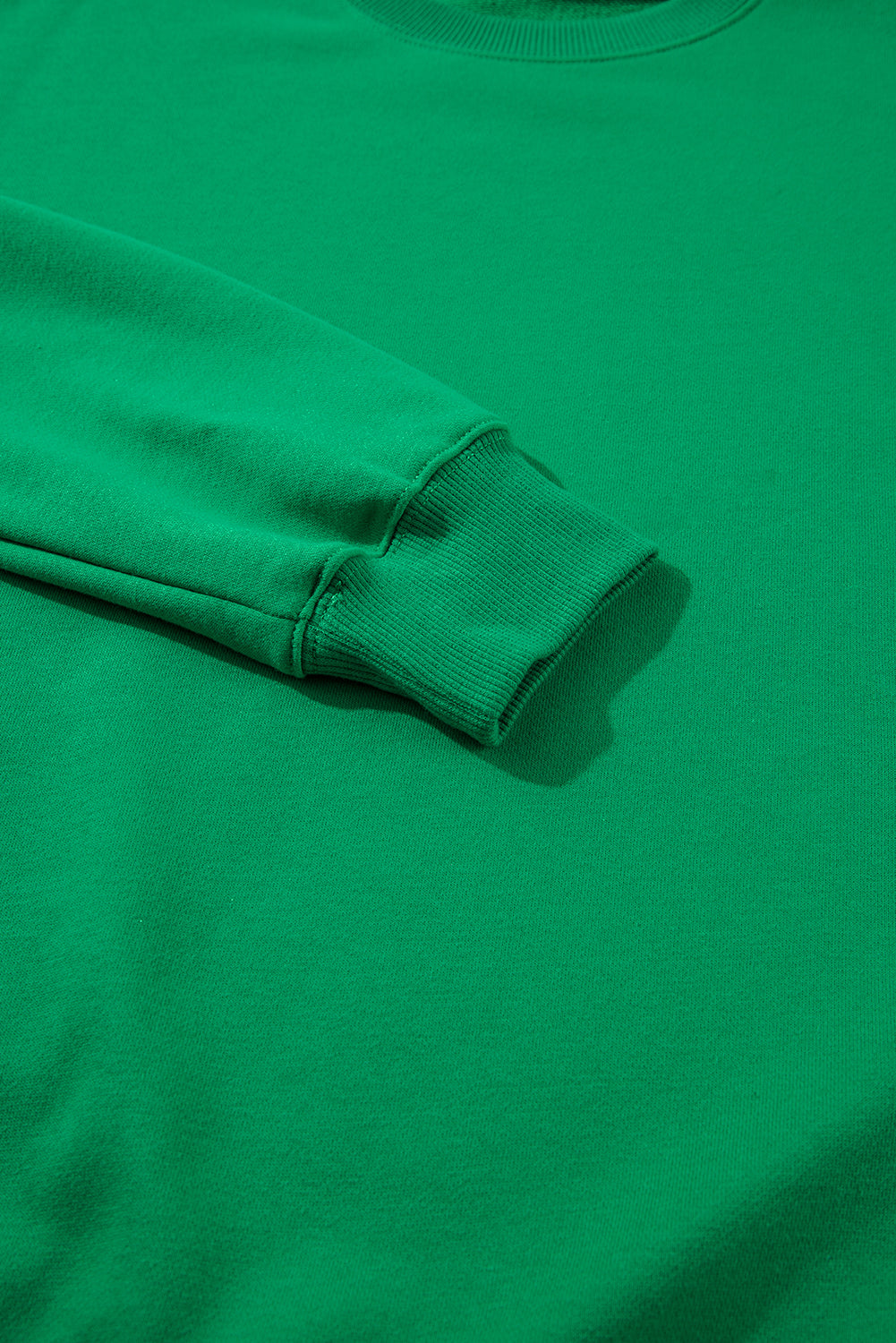 Dark Green Solid Classic Crewneck Pullover Sweatshirt