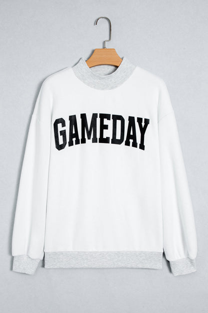 Light Grey High Neck GAMEDAY/ FOOTBALL Double Side Printed Reversible Sweatshirt
