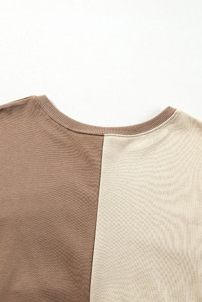 Parchment Colorblock Henley High Low Oversize Sweatshirt - Chic Meadow Boutique 