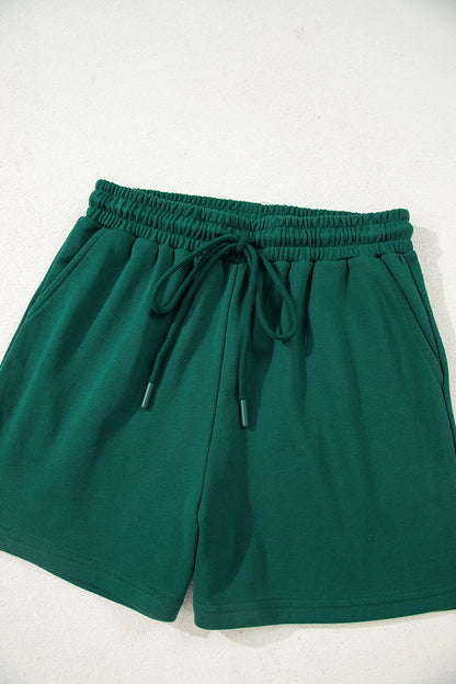 Evergreen Varsity Striped Sleeve Drop Shoulder Sweatshirt and Short Set