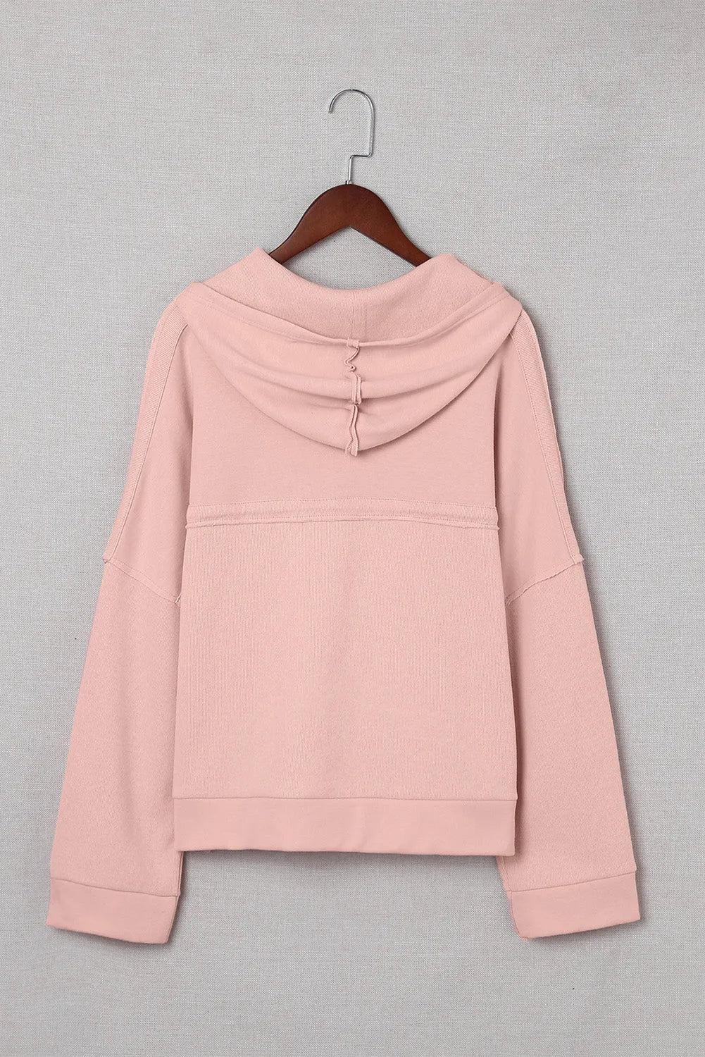 Pink Casual Button Solid Patchwork Trim Hoodie - Chic Meadow Boutique 