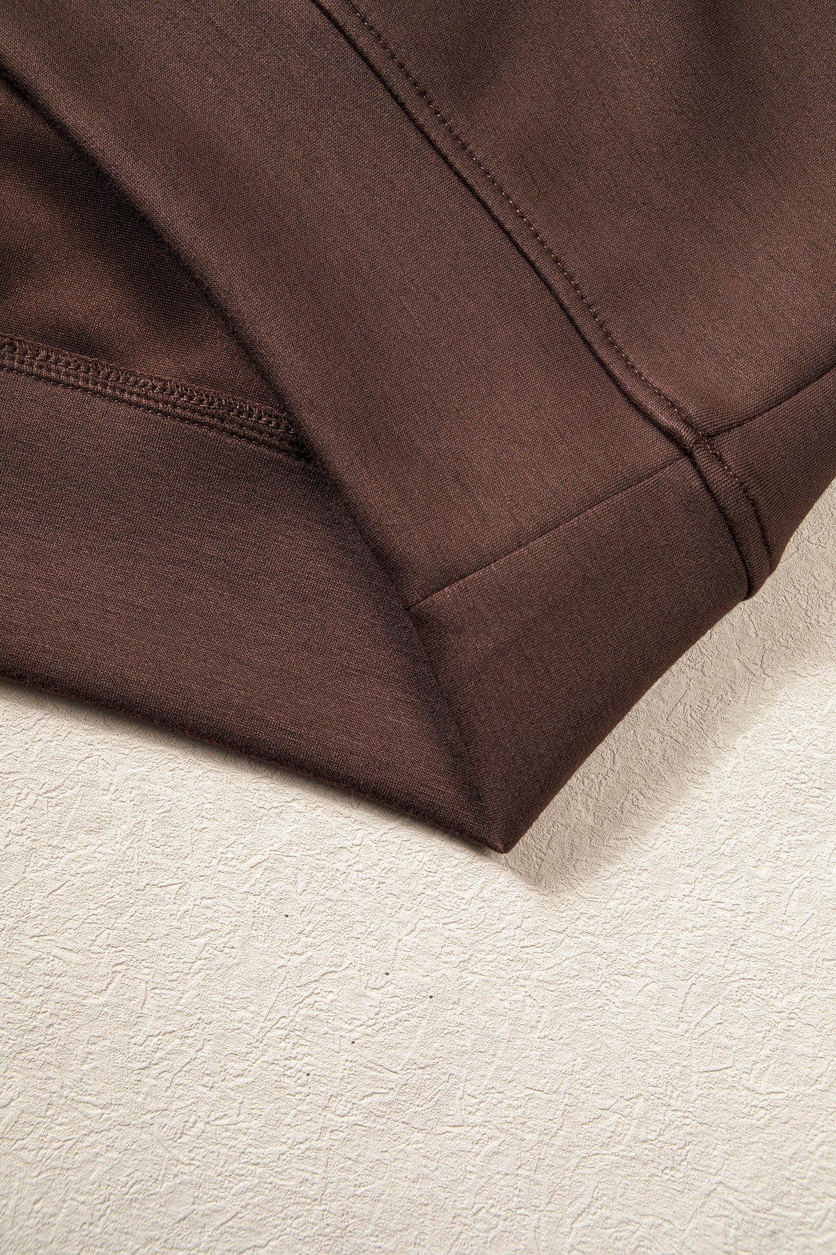 Coffee Sporty Piping Trim Mock Neck Pullover Relaxed 2pcs Pant Set