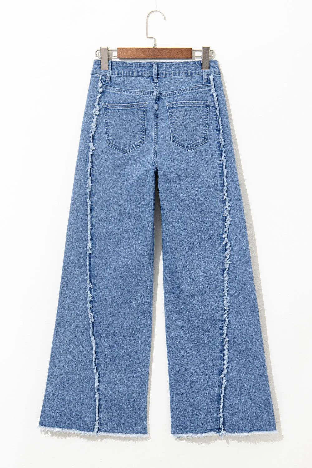 Beau Blue Vintage Stitching Raw Hem Flared Jeans - Chic Meadow Boutique 