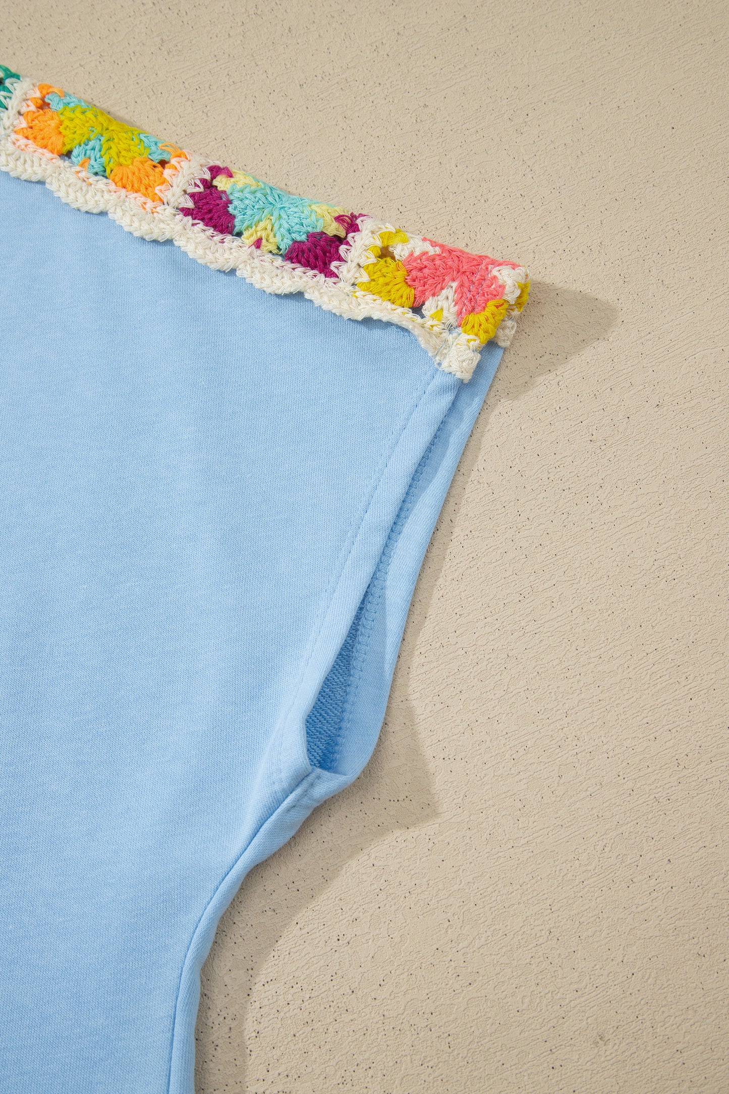 Mist Blue Granny Square Crochet Detail Short 2pcs Set