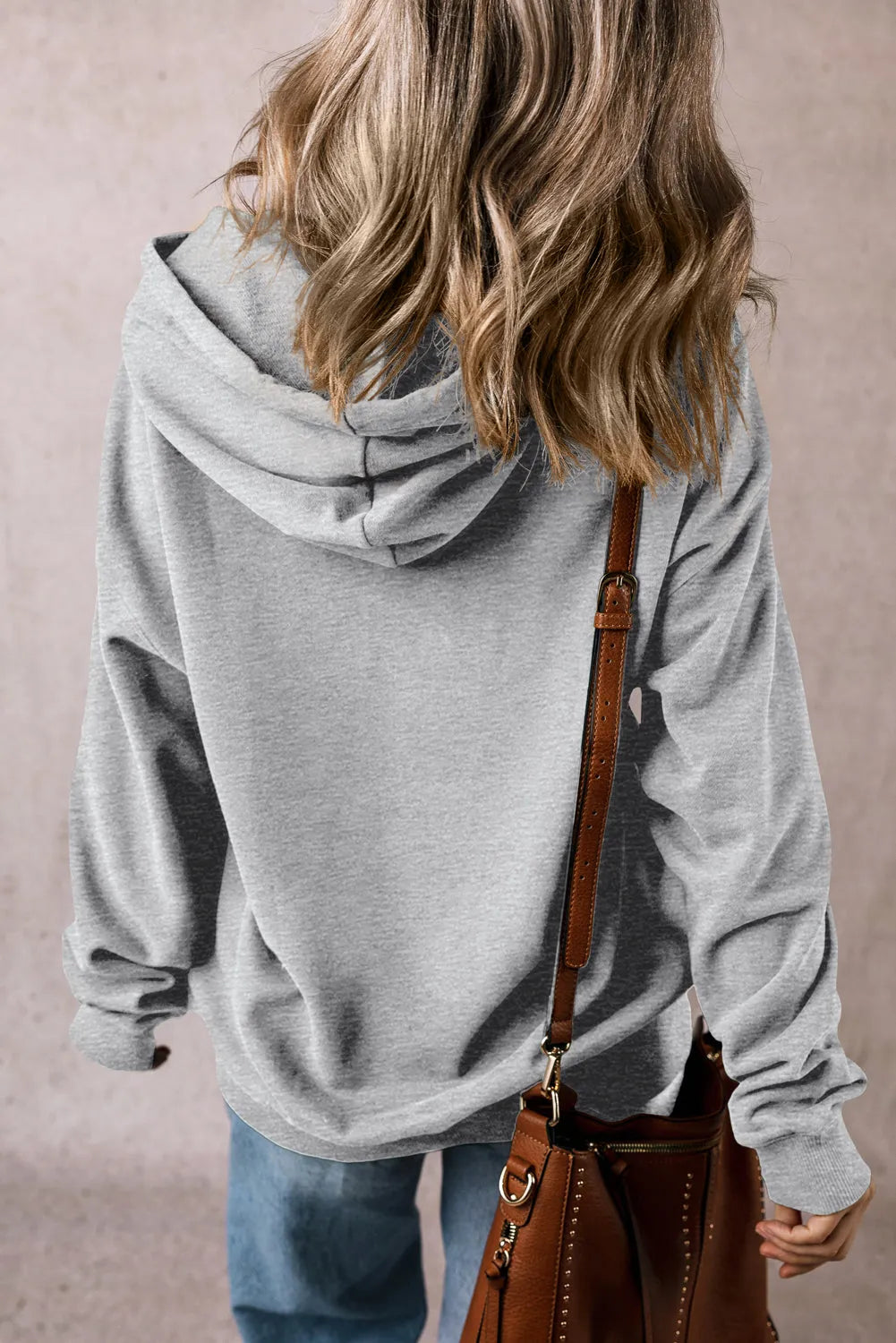 Light Grey Fleece Lined Kangaroo Pocket Drawstring Chunky Hoodie - Chic Meadow Boutique 