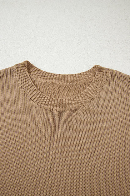 Pale Khaki Exposed Seam Drop Shoulder Oversize Sweater Mini Dress