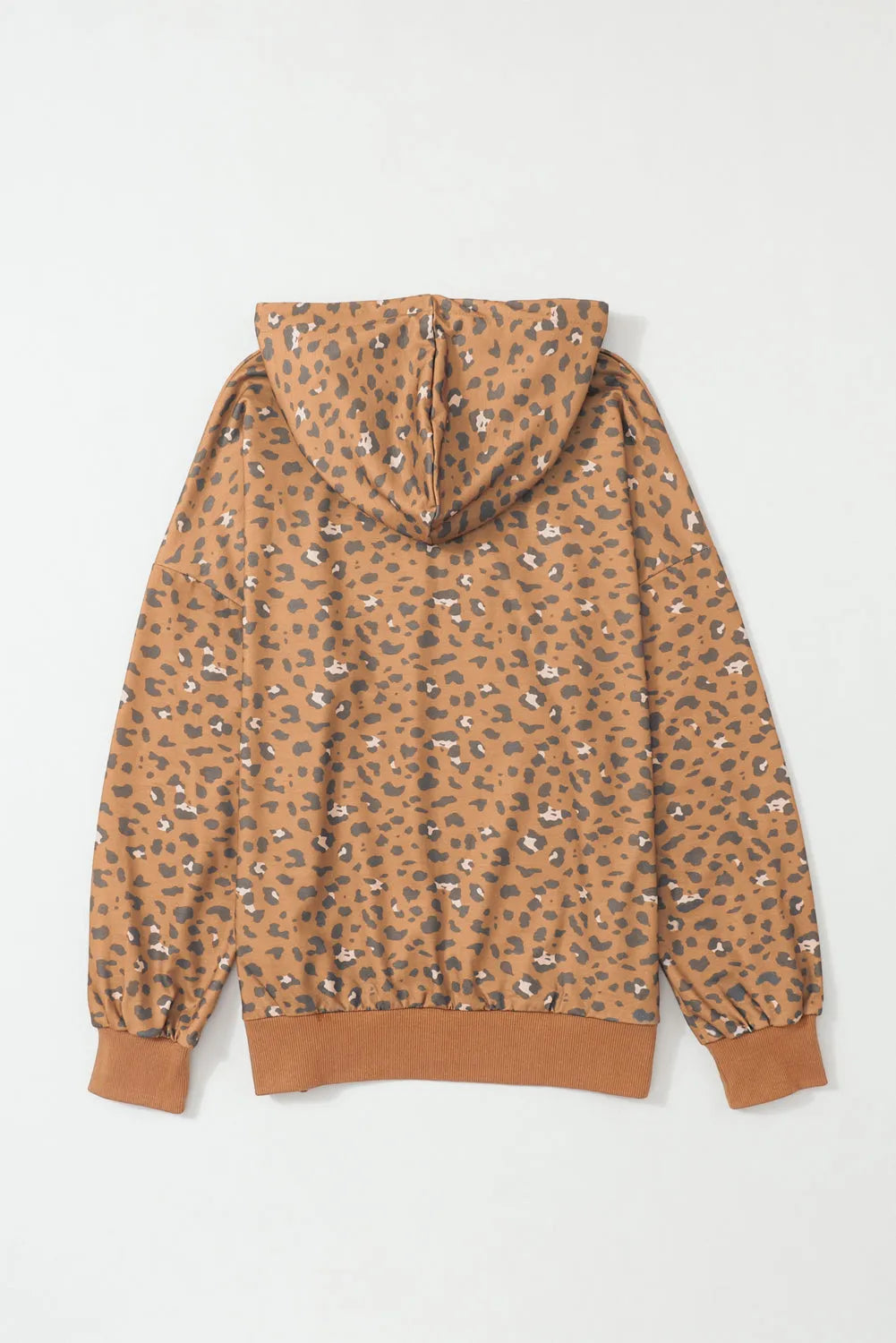 Leopard Long Sleeve Drawstring Cropped Hoodie - Chic Meadow Boutique 