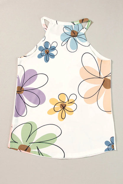 Beige Sweet Floral Tank Top - Chic Meadow Boutique 