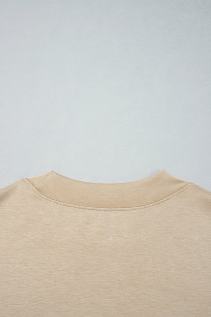 Beige Camouflage Sleeve Crewneck Baggy Pullover Sweatshirt