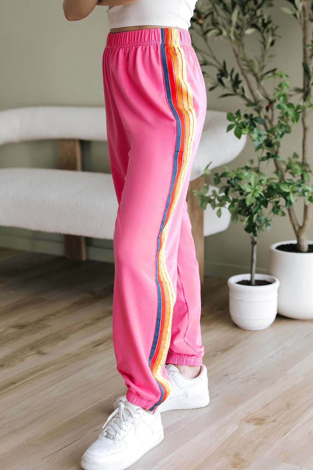 Pink Counting Rainbows High Waist Sweatpants