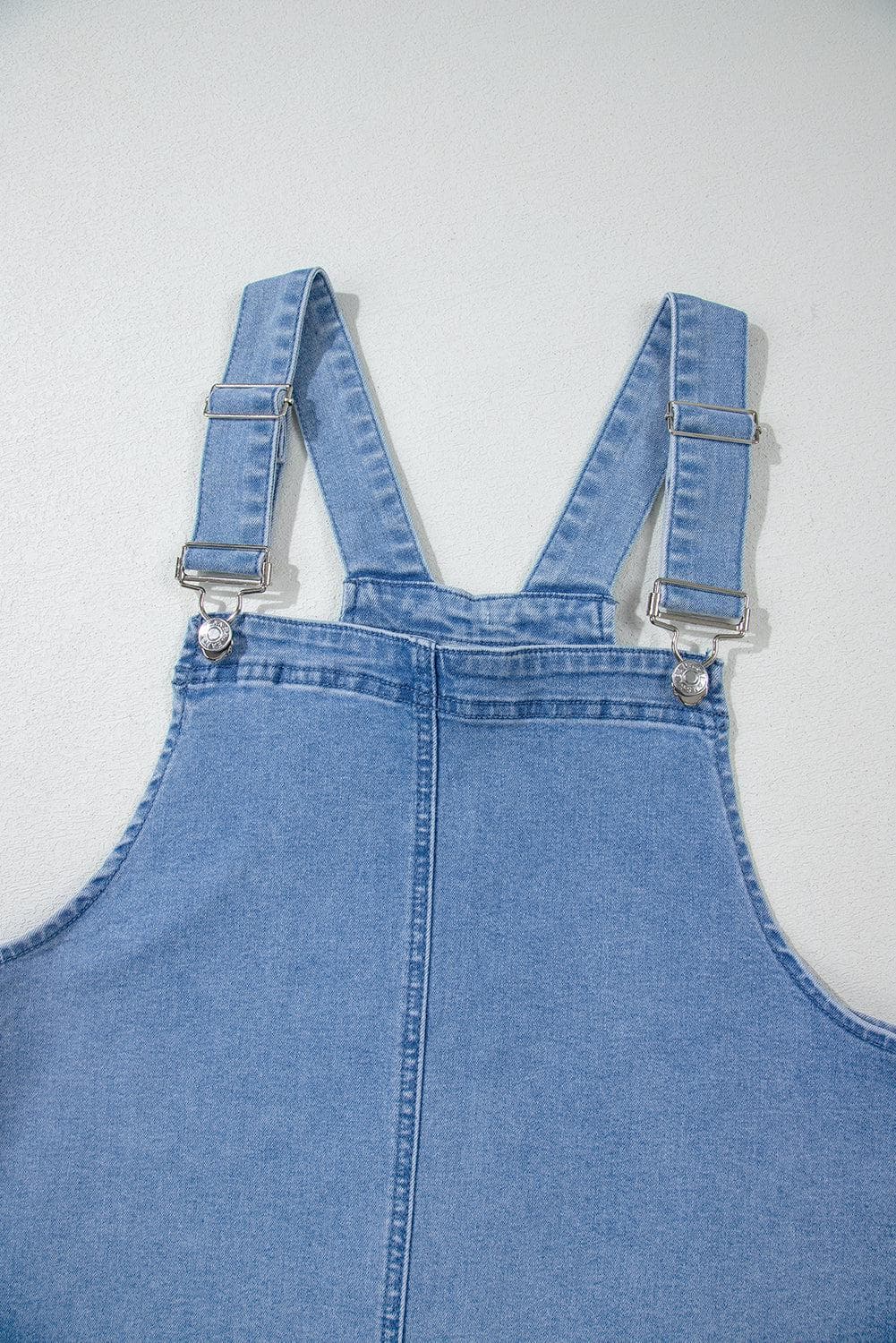 Dresses/Mini Dresses Dusk Blue Pocketed Adjustable Straps Denim Overall Dress