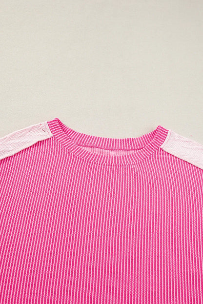 Bonbon Cable Knit Colorblock Exposed Seam Sweatshirt - Chic Meadow Boutique 