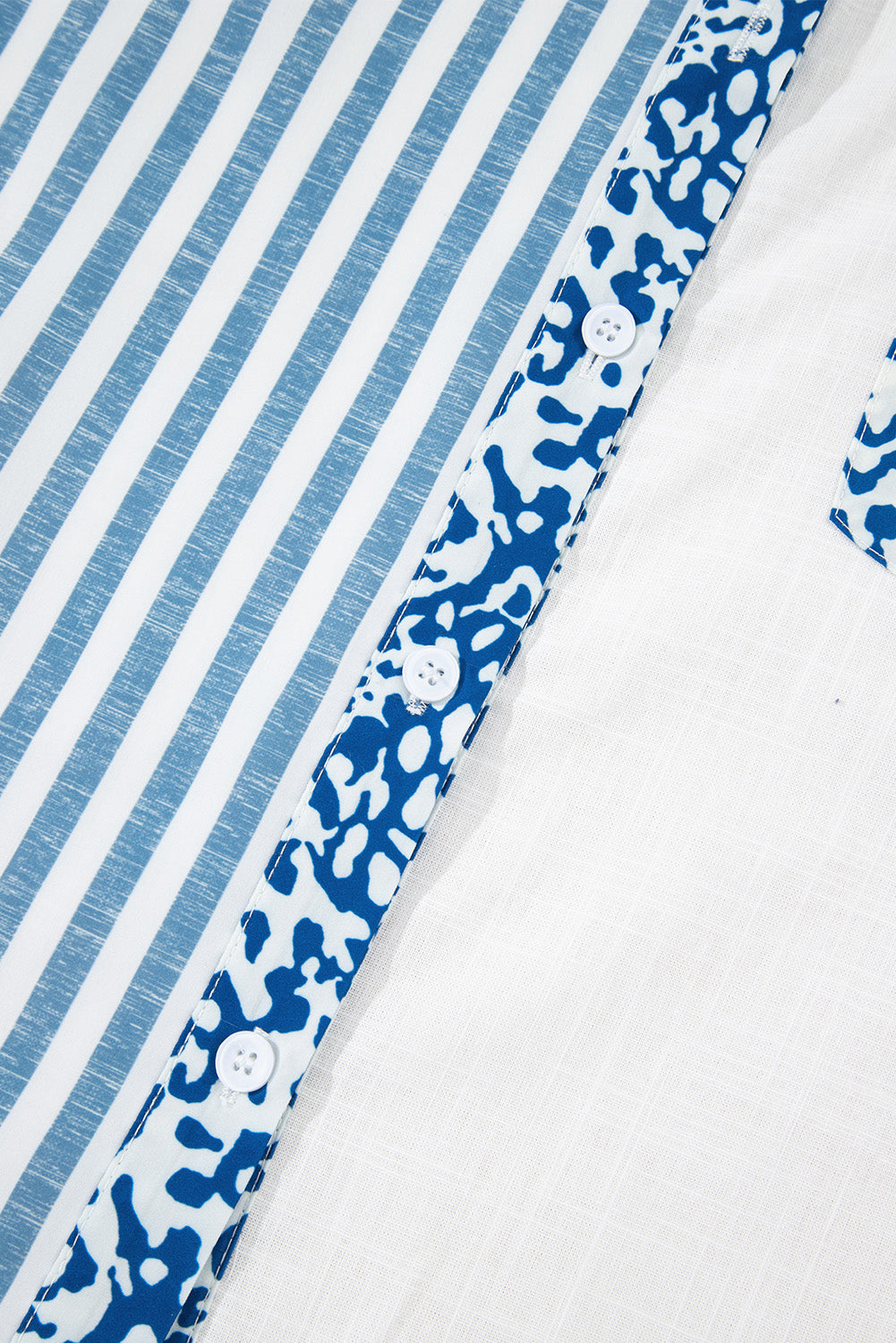 Sky Blue Leopard Striped Western Casual Shirt