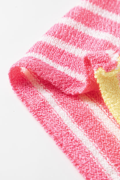 Multicolour Striped Exposed Seam Colorblock Patchwork Plus Size Sweater