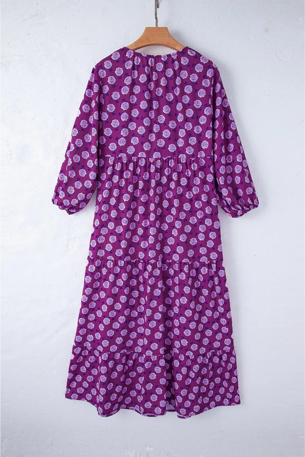 Purple Boho Printed Puff Sleeve Maxi Dress - Chic Meadow Boutique 