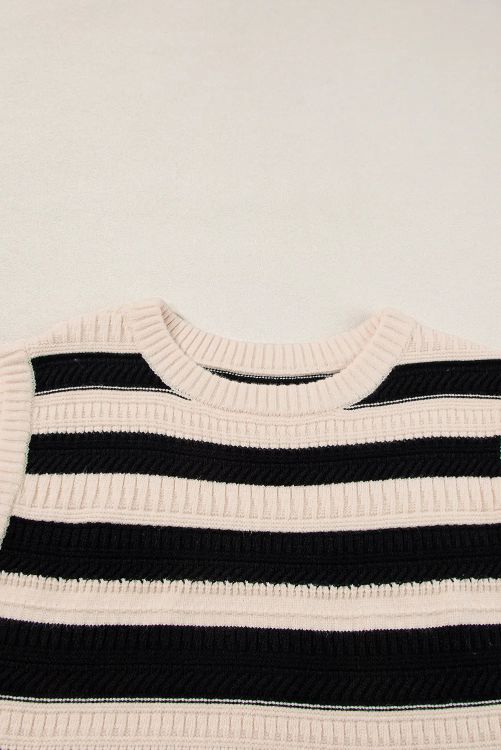 Black Stripe Ribbed Trim Knitted Sweater Vest - Chic Meadow Boutique 