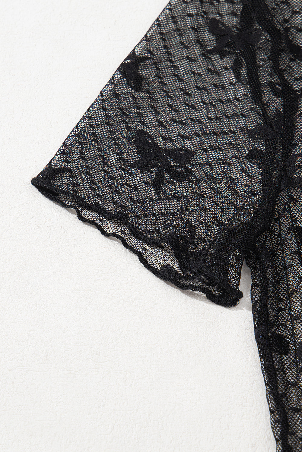 Black Bow Knot Dotted See-through Mesh Patched Slim Fit Blouse