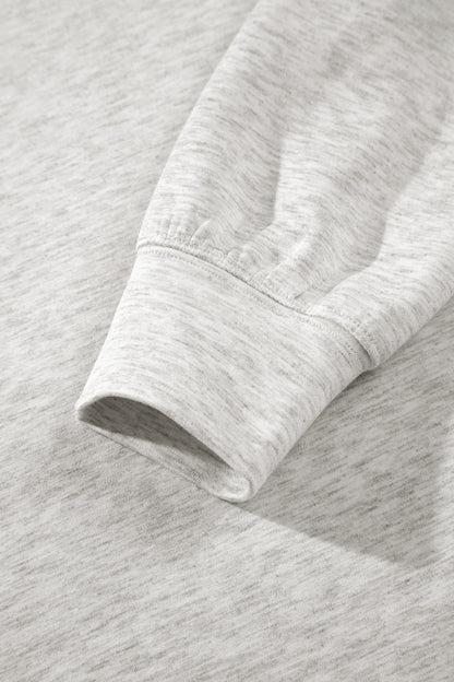 Light Grey Solid Color Jacket Style Open Front Sweatshirt