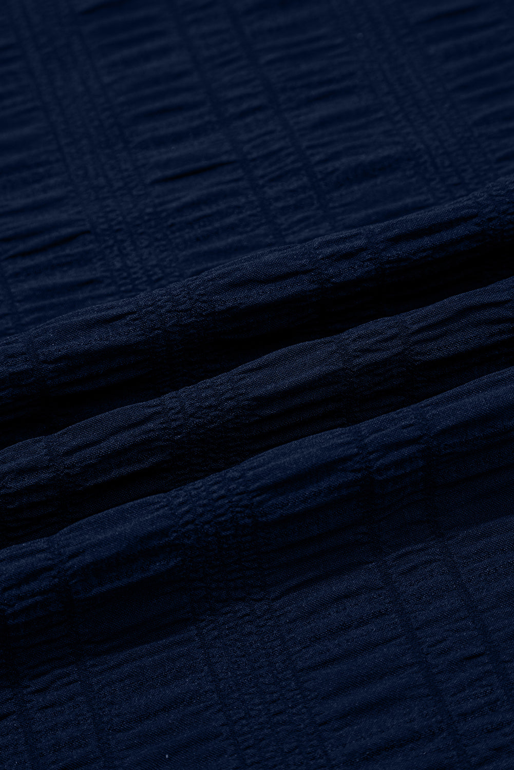 Dirty blue Textured Square Neck Top and Shirred High Waist Shorts Set