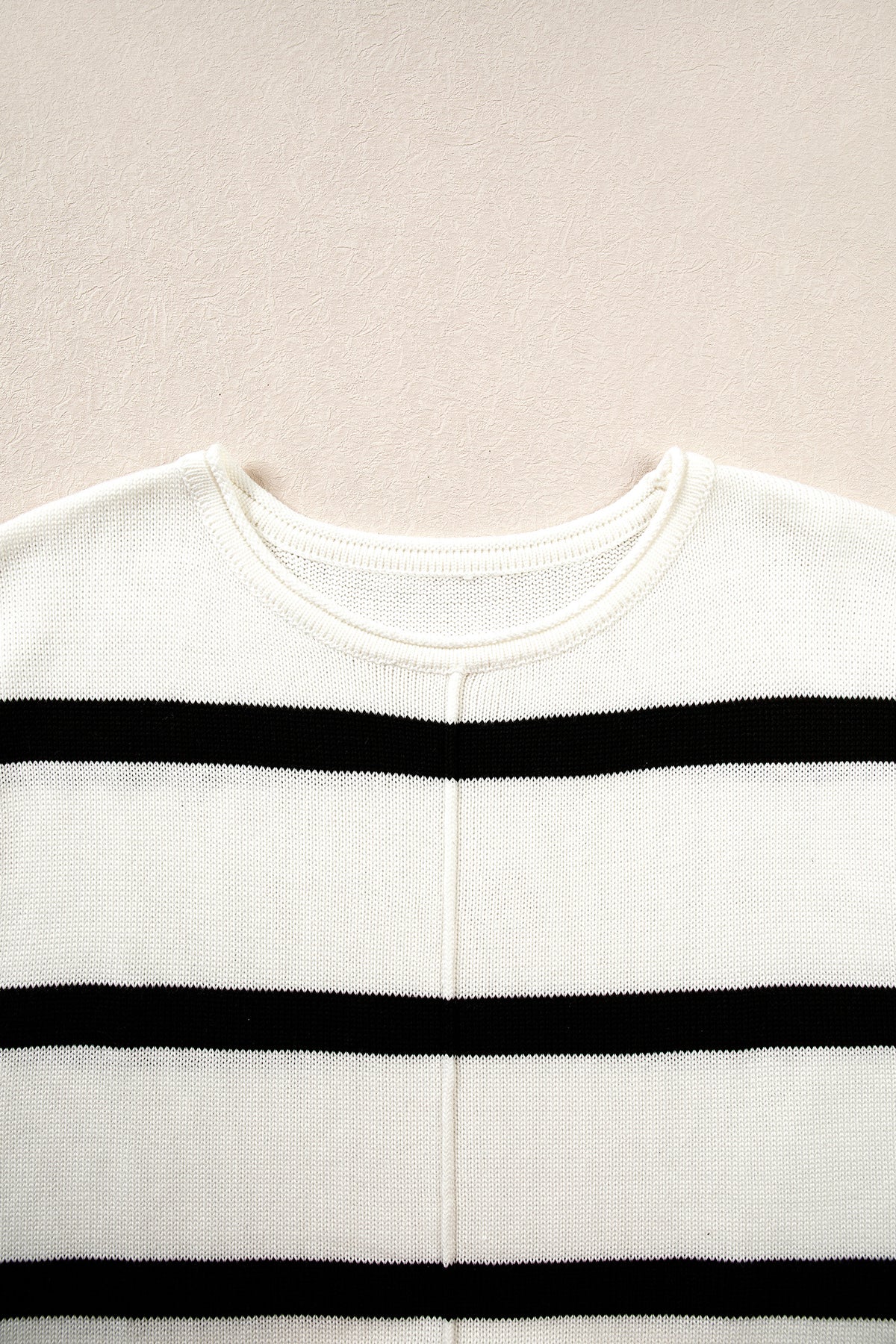 White Stripe Knit Western Short Sleeve Sweater
