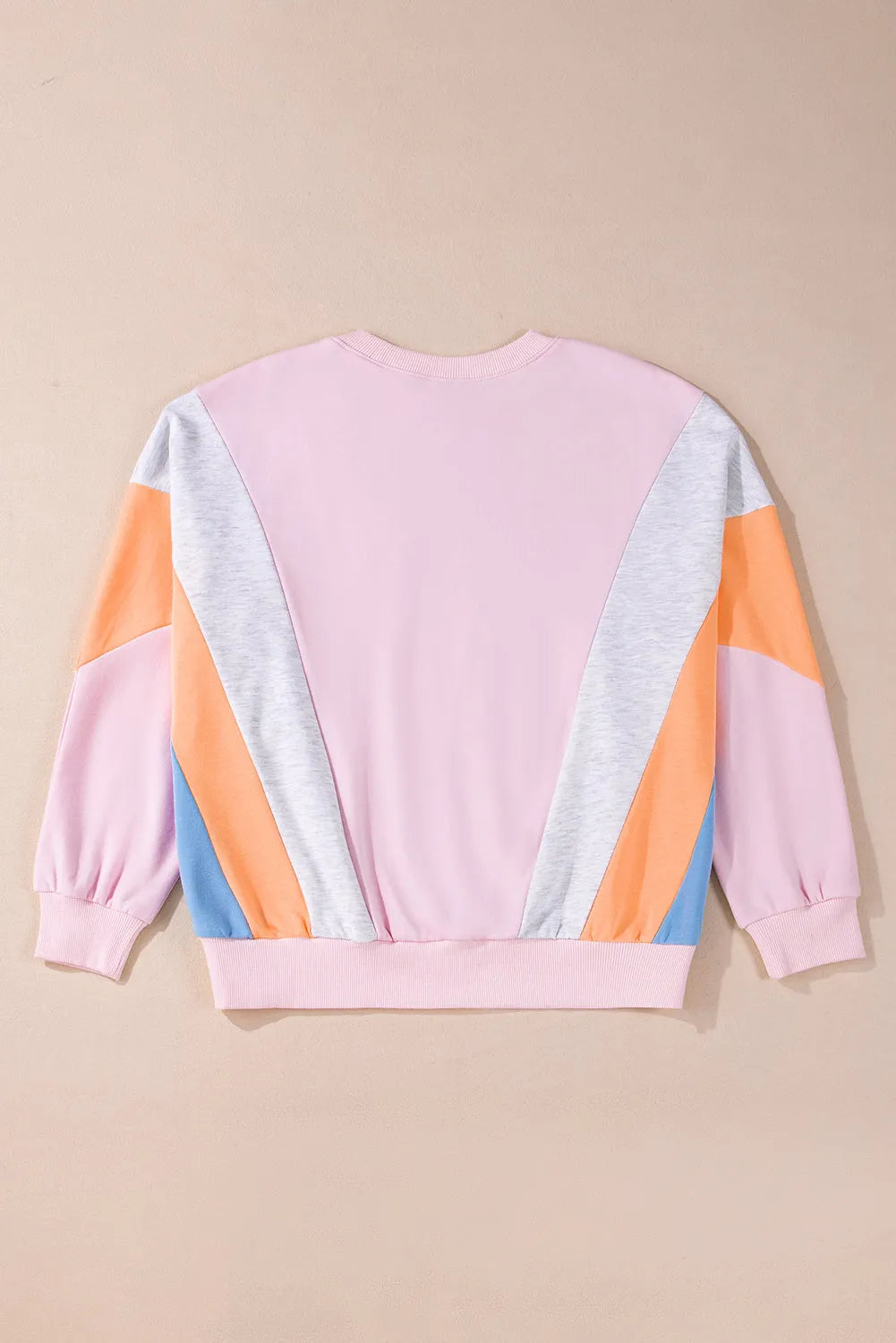 Light Pink Color Block Batwing Sleeve Loose Fit Sweatshirt - Chic Meadow Boutique 