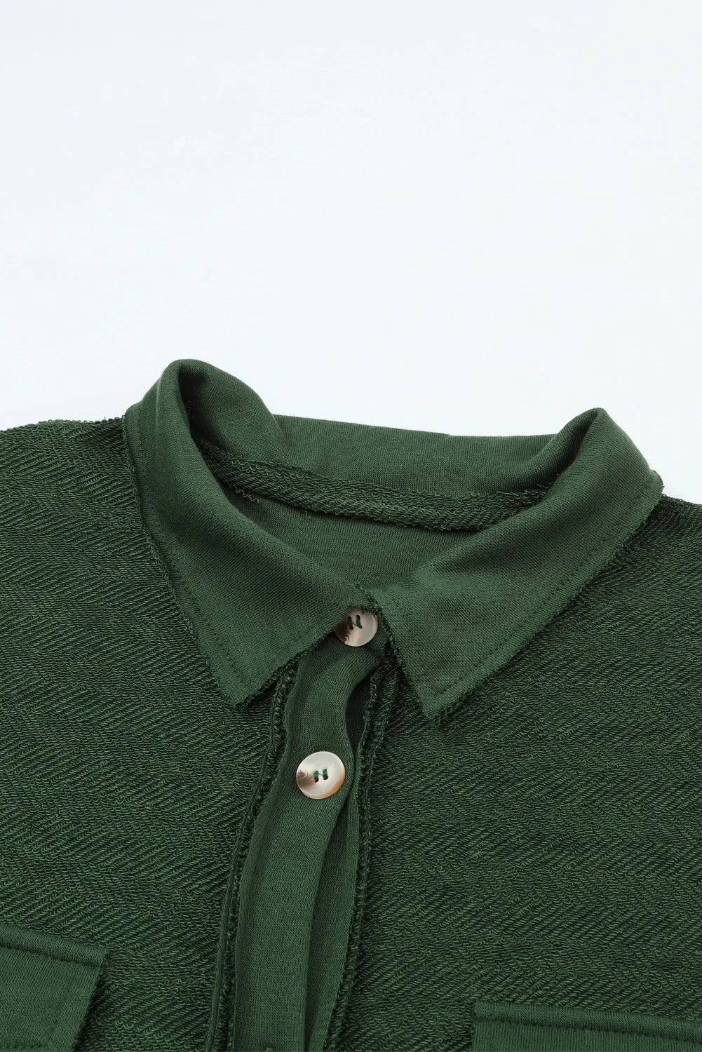 Outerwear/Jackets Green Contrast Flap Pockets Relaxed Shacket