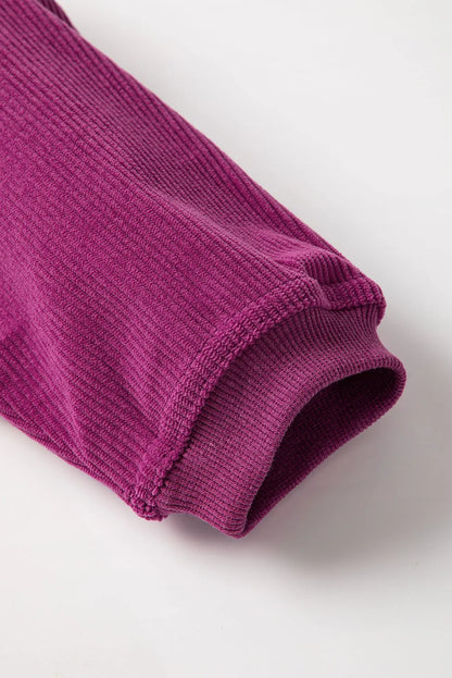 Festival Fuchsia Ribbed Corduroy Oversized Sweatshirt - Chic Meadow Boutique 