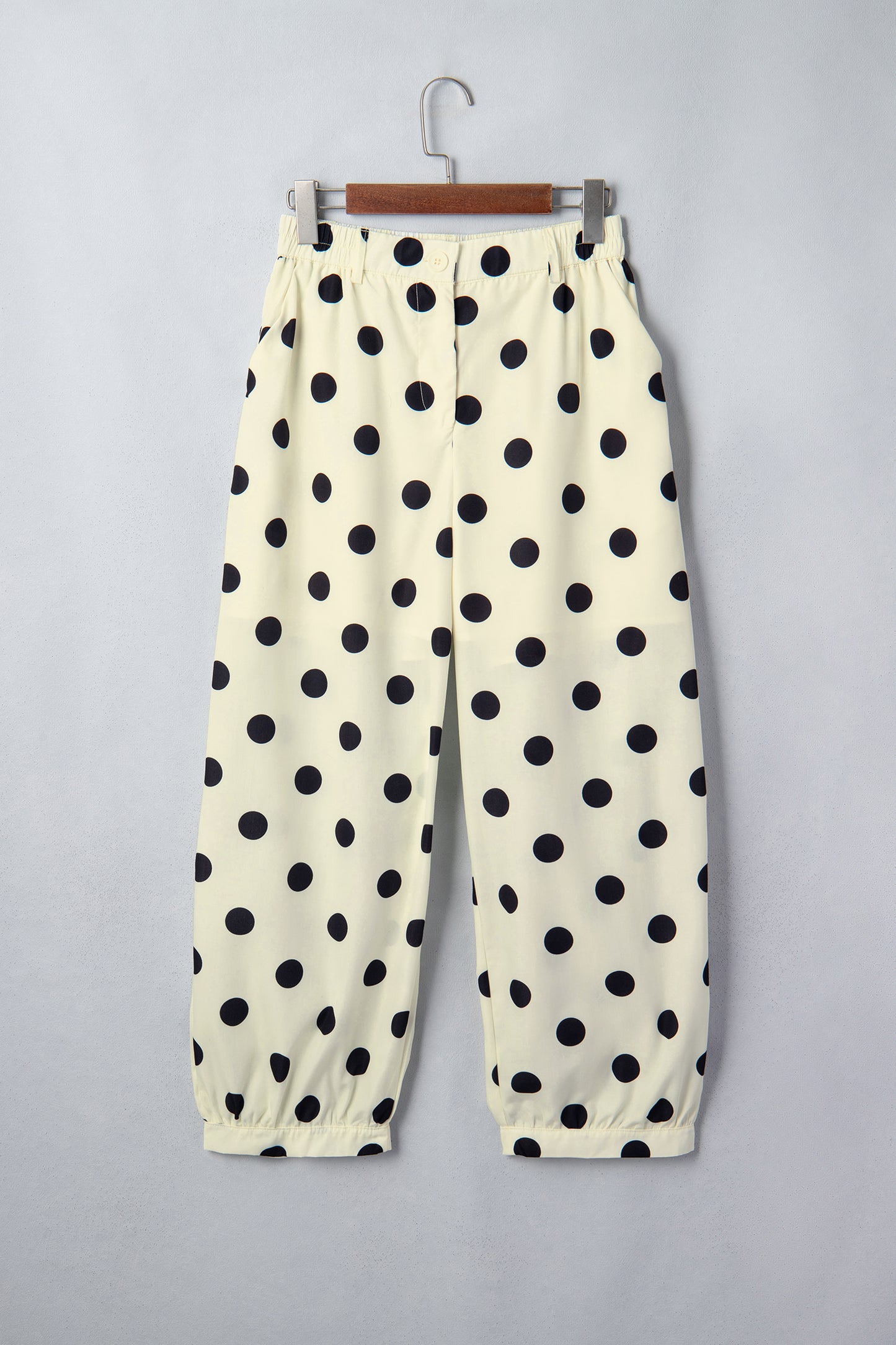 Black Polka Dot Ankle Length Harem Pants
