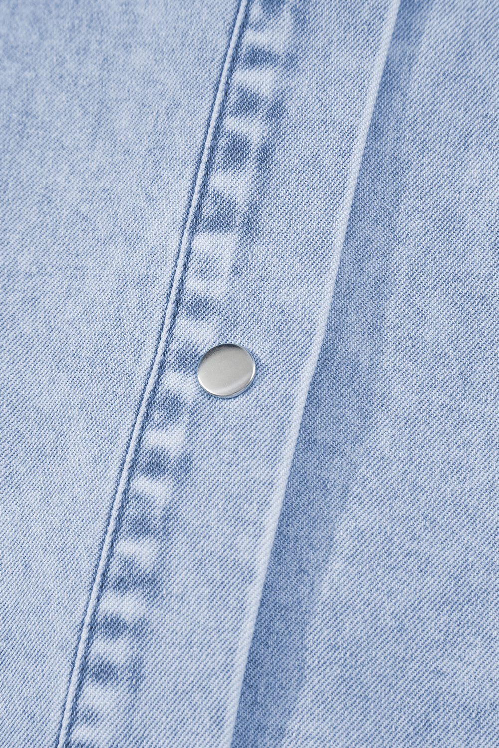 Beau Blue Double Ruffled Sleeves Buttoned A-line Collared Mini Denim Dress