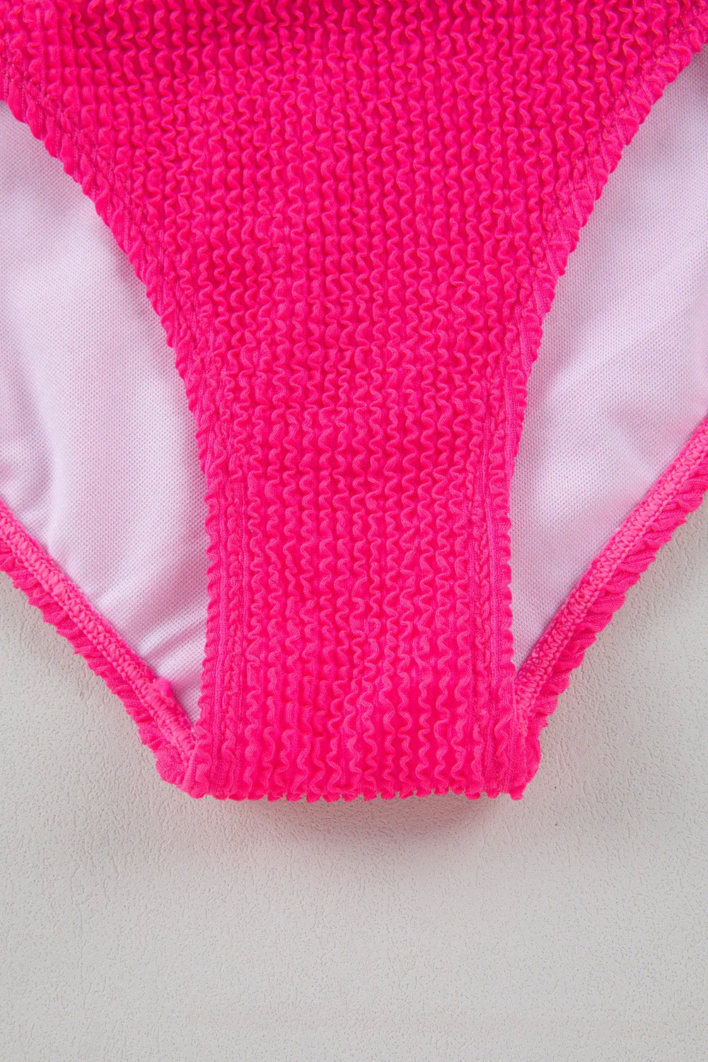 Bright Pink Solid Textured Cut Out One Shoulder Monokini - Chic Meadow Boutique 