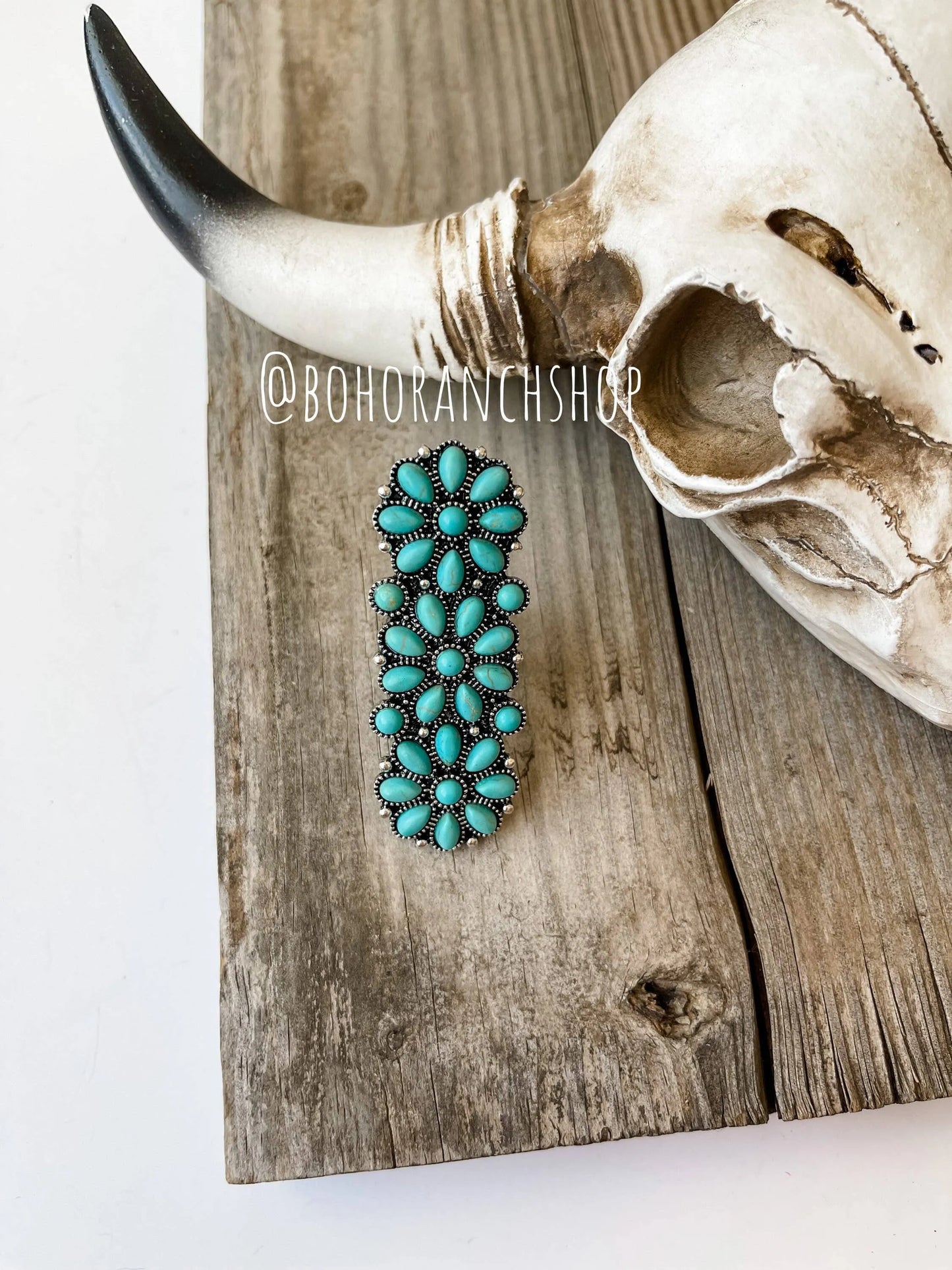 Western Adjustable Cluster Cuff Ring | turquoise or copper - Chic Meadow Boutique 