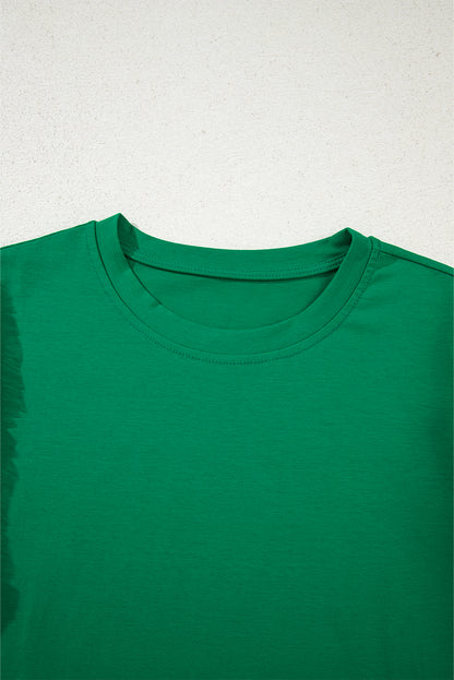 Dark Green Tulle Ruffle Sleeve Blouse