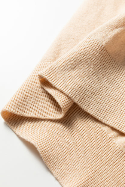 Apricot Floral Patchwork Shirred Cuff Puff Sleeve Sweater