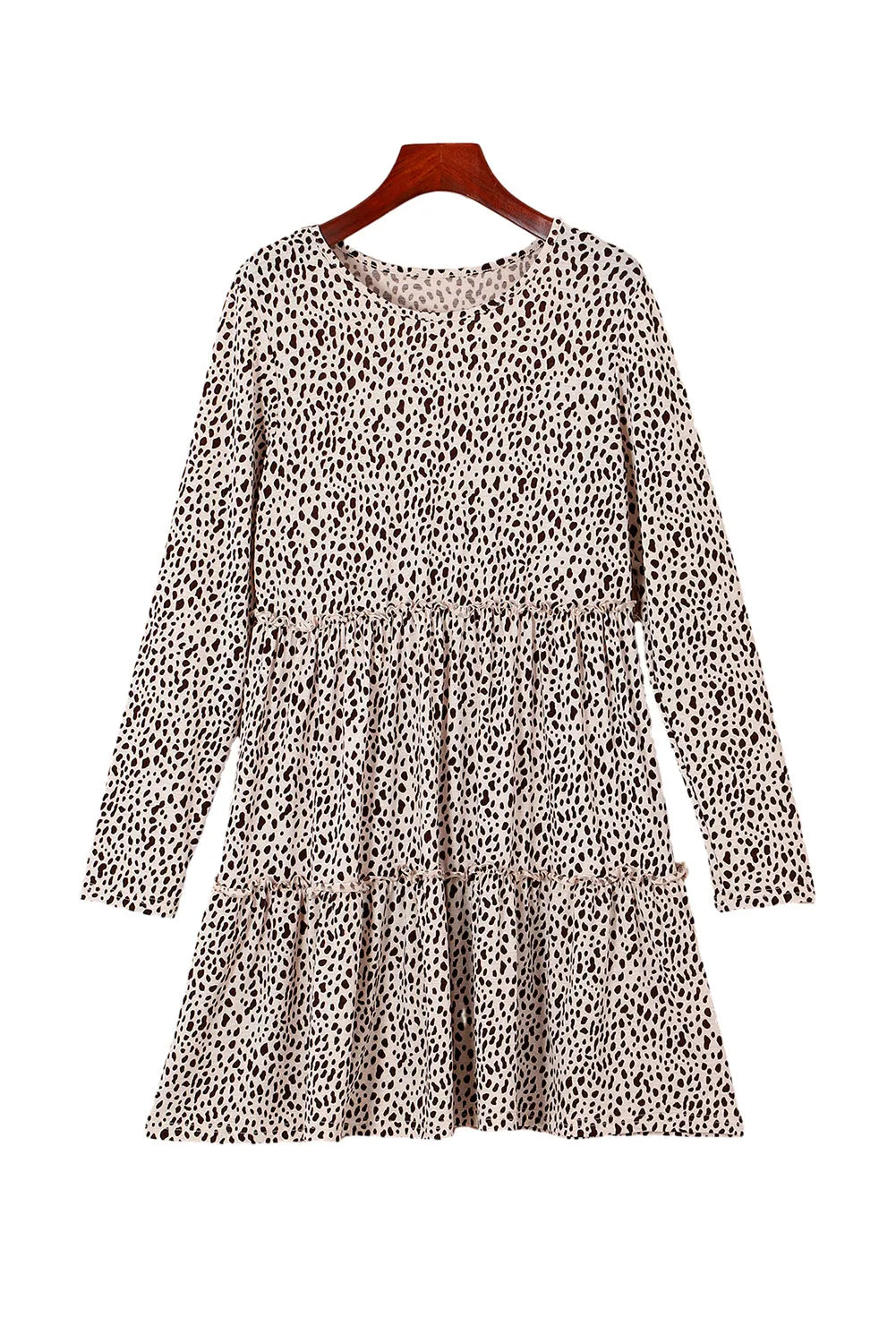 Leopard Animal Print Tiered Long Sleeve Dress - Chic Meadow Boutique 