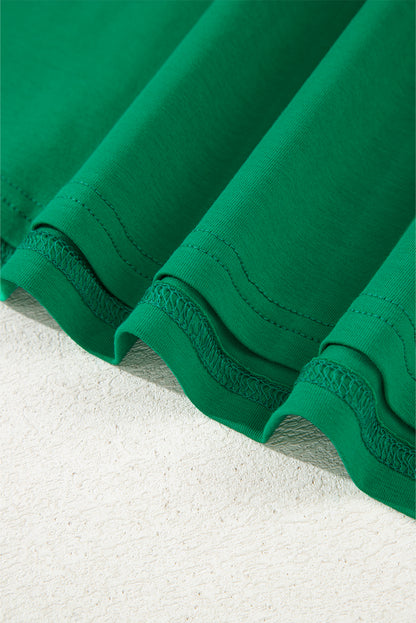 Dark Green Tulle Ruffle Sleeve Blouse