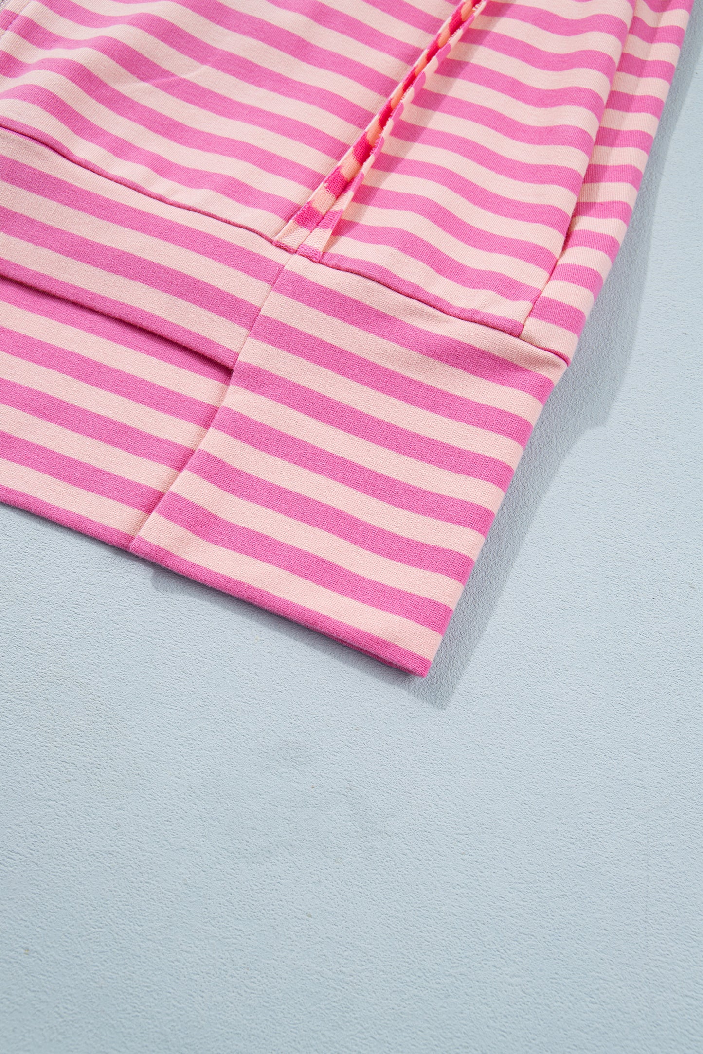 Pink Stripe Zip-up Puff Sleeve Zip Jacket Sweatshirt