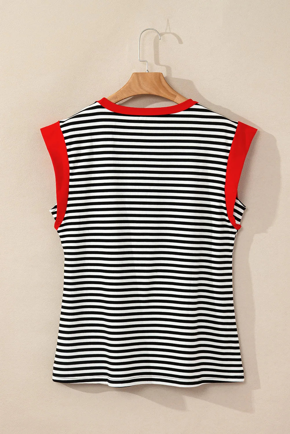 Black Stripe Colorblock Edge Round Neck Tank Top - Chic Meadow Boutique 